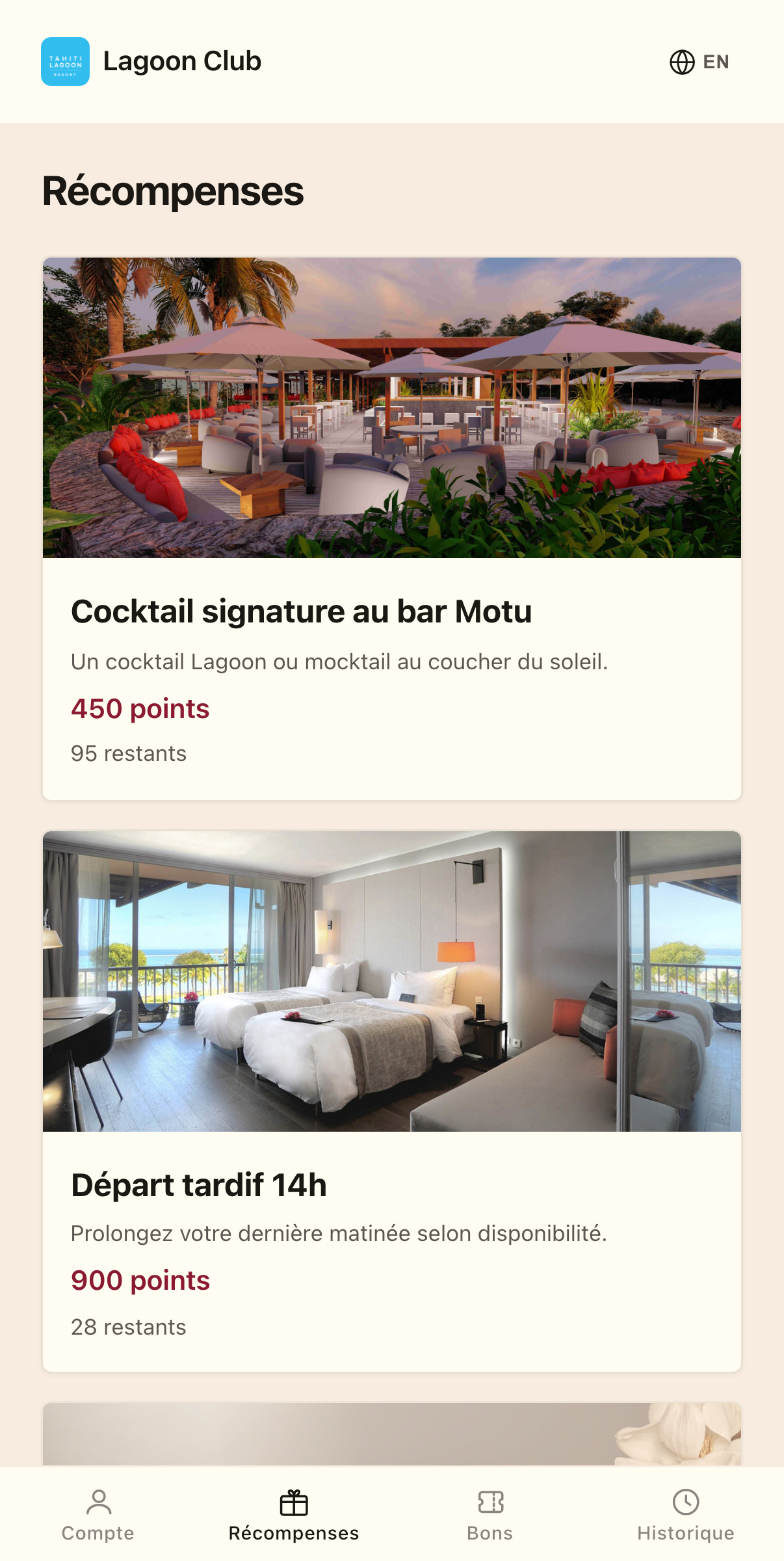 Catalogue de récompenses fidélité